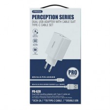 Зарядний пристрій Proda PD-A28i 2хUSB 2.4 A + USB Lithtning 1.0m (PD-A28i-WH) - Фото