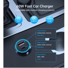 Зарядний пристрій Choetech USB-C+USB-A 60 W QC 3.0/PD/PPS black (TC0014-BK) - Фото