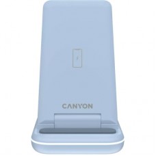 Зарядний пристрій Canyon WS-304 Foldable 3in1 Wireless charger Blue (CNS-WCS304BL) - Фото