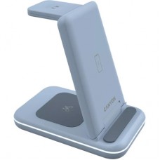Зарядний пристрій Canyon WS-304 Foldable 3in1 Wireless charger Blue (CNS-WCS304BL) - Фото