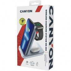 Зарядний пристрій Canyon WS-304 Foldable 3in1 Wireless charger Blue (CNS-WCS304BL) - Фото