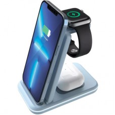 Зарядний пристрій Canyon WS-304 Foldable 3in1 Wireless charger Blue (CNS-WCS304BL) - Фото