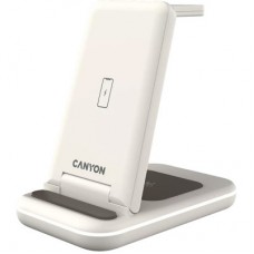 Зарядний пристрій Canyon WS-304 Foldable 3in1 Wireless charger Cosmic Latte (CNS-WCS304CL) - Фото