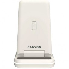 Зарядний пристрій Canyon WS-304 Foldable 3in1 Wireless charger Cosmic Latte (CNS-WCS304CL) - Фото
