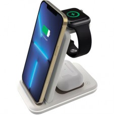 Зарядний пристрій Canyon WS-304 Foldable 3in1 Wireless charger Cosmic Latte (CNS-WCS304CL) - Фото