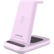 Зарядний пристрій Canyon WS-304 Foldable 3in1 Wireless charger Iced Pink (CNS-WCS304IP) - Фото