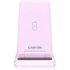 Зарядний пристрій Canyon WS-304 Foldable 3in1 Wireless charger Iced Pink (CNS-WCS304IP) - Фото