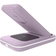 Зарядний пристрій Canyon WS-304 Foldable 3in1 Wireless charger Iced Pink (CNS-WCS304IP) - Фото