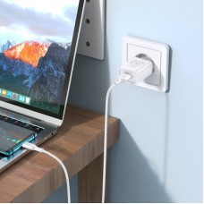 Зарядний пристрій BOROFONE BA68A Glacier USB + cable USB to USB-C 10.5 W White (6974443385731) - Фото