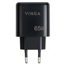 Зарядний пристрій Vinga GaN 65 W PD+QC 1C1A ports Wall Charger (VCPCHCA65B) - Фото