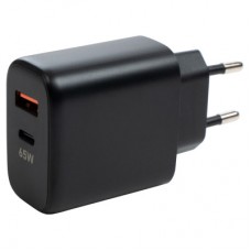 Зарядний пристрій Vinga GaN 65 W PD+QC 1C1A ports Wall Charger (VCPCHCA65B) - Фото