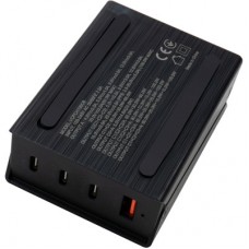 Зарядний пристрій Vinga GaN 100W PD+QC 3C1A ports 1.2m Wired Charger (VCPCH100CB) - Фото