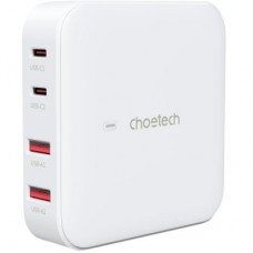 Зарядний пристрій Choetech GaN 2 USB-A/2 USB-C 100W QC 3.0/PD/PPS (PD8008-EU-WH) - Фото