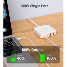 Зарядний пристрій Choetech GaN 2 USB-A/2 USB-C 100W QC 3.0/PD/PPS (PD8008-EU-WH) - Фото