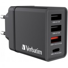 Зарядное устройство Verbatim USB 30W PD3.0 4-ports black (49700)