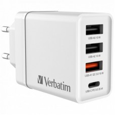 Зарядний пристрій Verbatim USB 30 W PD3.0 4-ports white (49701) - Фото