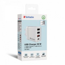 Зарядний пристрій Verbatim USB 30 W PD3.0 4-ports white (49701) - Фото