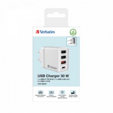 Зарядний пристрій Verbatim USB 30 W PD3.0 4-ports white (49701) - Фото