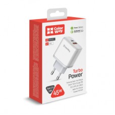 Зарядное устройство ColorWay Power Delivery Port PPS USB (Type-C PD+ USB QC3.0) (45W) white (CW-CHS042PD-WT) - Фото