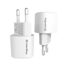 Зарядное устройство ColorWay GaN PD Port USB PPS (Type-C PD + USB QC3.0) (33W) white (CW-CHS043PD-WT) - Фото