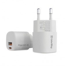 Зарядное устройство ColorWay GaN PD Port USB PPS (Type-C PD + USB QC3.0) (33W) white (CW-CHS043PD-WT) - Фото