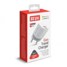 Зарядное устройство ColorWay GaN PD Port USB PPS (Type-C PD + USB QC3.0) (33W) white (CW-CHS043PD-WT) - Фото