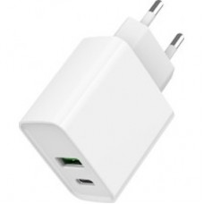 Зарядний пристрій Gembird USB-A + Type-C (PD20W + QC 3.0 18 W) white (TA-UC-PDQC20-01-W) - Фото