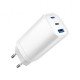 Зарядний пристрій Gembird USB-A + 2xType-C (PD18W + QC3.0 27 W) white (TA-UC-PDQC65-01-W)