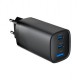 Зарядний пристрій Gembird USB-A + 2xType-C (PD18W + QC3.0 27 W) black (TA-UC-PDQC65-01-BK)