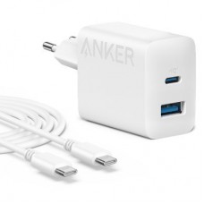 Зарядний пристрій Anker PowerPort 312 — 20 W USB-C USB-A + USB-C cable White (B2348G21) - Фото