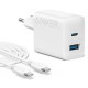 Зарядний пристрій Anker PowerPort 312 — 20 W USB-C USB-A + USB-C cable White (B2348G21)