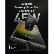 Зарядний пристрій Anker PowerPort 313 — 45 W PD + PPS USB-C Black (A2643G11) - Фото