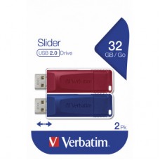 USB-флеш-накопичувач Verbatim 2x32GB Store'n'Go Slider Red/Blue USB 2.0 (49327) - Фото