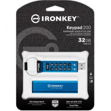 USB-флеш-накопичувач Kingston 32 GB IronKey Keypad 200 AES-256 Encrypted Blue USB 3.2 (IKKP200/32GB) - Фото