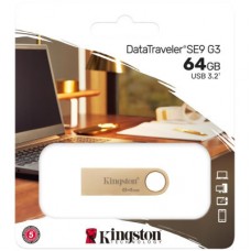USB флешнакопичувач Kingston 64 GB DataTraveler SE9 G3 Gold USB 3.2 (DTSE9G3/64GB) - Фото