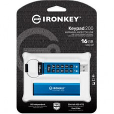 USB-флеш-накопичувач Kingston 16 GB IronKey Keypad 200 Blue USB 3.2 (IKKP200/16GB) - Фото
