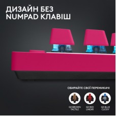 Клавіатура Logitech G PRO X TKL Lightspeed Tactile USB UA Magenta (920-012159) - Фото