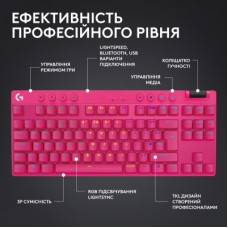 Клавіатура Logitech G PRO X TKL Lightspeed Tactile USB UA Magenta (920-012159) - Фото