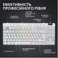 Клавіатура Logitech G PRO X TKL Lightspeed Tactile USB UA White (920-012148) - Фото