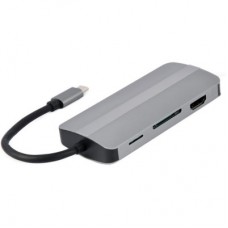 Концентратор Cablexpert USB-C 8-in-1 (USB hub 3.0/HDMI//VGA/PD/CR/stereo audio) (A-CM-COMBO8-02) Концентратор Cablexpert USB-C 8-in-1 (USB hub 3.0/HDMI//VGA/PD/CR/stereo audio) (A-CM-COMBO8-02) - Фото