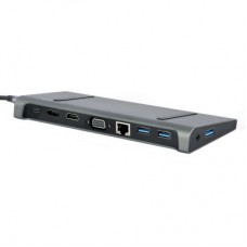 Концентратор Cablexpert USB-C 9-in-1 (USB-hub + HDMI/VGA/PD/CR/LAN/3.5mm) (A-CM-COMBO9-02) Концентратор Cablexpert USB-C 9-in-1 (USB-hub + HDMI/VGA/PD/CR/LAN/3.5mm) (A-CM-COMBO9-02) - Фото