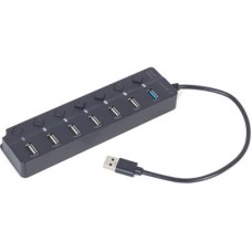 Концентратор Gembird 7 ports (1xUSB3.1+6xUSB2.0) switch black (UHB-U3P1U2P6P-01) - Фото