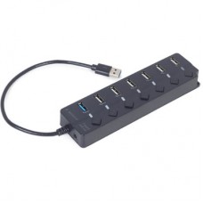 Концентратор Gembird 7 ports (1xUSB3.1+6xUSB2.0) switch black (UHB-U3P1U2P6P-01) - Фото