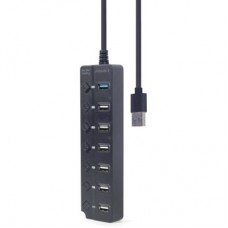 Концентратор Gembird 7 ports (1xUSB3.1+6xUSB2.0) switch black (UHB-U3P1U2P6P-01) - Фото
