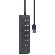 Концентратор Gembird 7 ports (1xUSB3.1+6xUSB2.0) switch black (UHB-U3P1U2P6P-01) - Фото