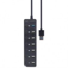 Концентратор Gembird 7 ports (1xUSB3.1+6xUSB2.0) switch black (UHB-U3P1U2P6P-01) - Фото