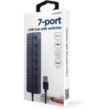 Концентратор Gembird 7 ports (1xUSB3.1+6xUSB2.0) switch black (UHB-U3P1U2P6P-01) - Фото