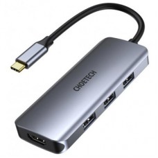 Концентратор Choetech USB-C 7-in-1 (HDMI/PD/CR/USB-A/USB-C) alum (HUB-M19-GY) - Фото
