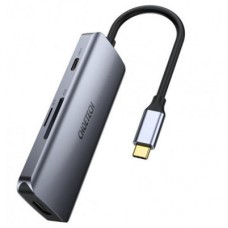 Концентратор Choetech USB-C 7-in-1 (HDMI/PD/CR/USB-A/USB-C) alum (HUB-M19-GY) - Фото