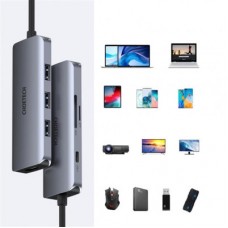 Концентратор Choetech USB-C 7-in-1 (HDMI/PD/CR/USB-A/USB-C) alum (HUB-M19-GY) - Фото